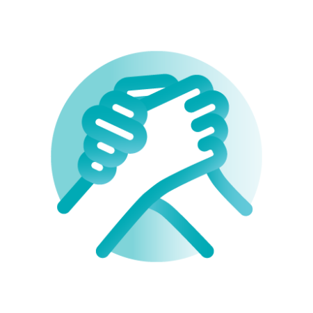 Icon 2 hands clasped, showing collaboration soft skills