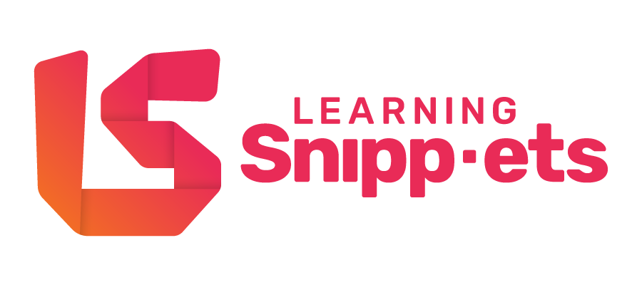 Learning Snippets logo - scenario-based microlearning for busy employees and leaders who want to level up their soft skills.